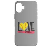 Love Softball Season Hearth Design Orgulloso Jugador Carcasa para iPhone 16 Plus