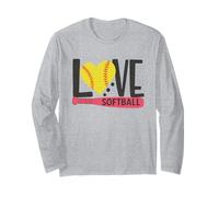 Love Softball Season Hearth Design Orgulloso Jugador Manga Larga