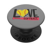 Love Softball Season Hearth Design Orgulloso Jugador PopSockets PopGrip Adhesivo