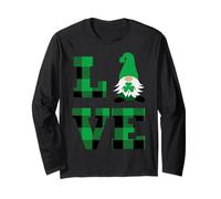 Love St. Patricks Day Irish LUCKY Shamrock Gnomo San Valentín Manga Larga