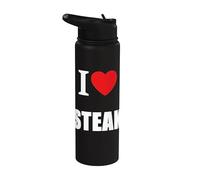 Love Steak BBQ Carnero Granjero Carnicero Día del Padre Stainless Steel Insulated Water Bottle