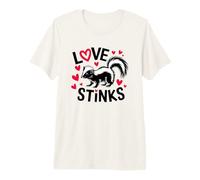 Love Stinks Funny Woodland Animal Juego de Palabras con Corazones Lindo Skunk Camiseta Premium