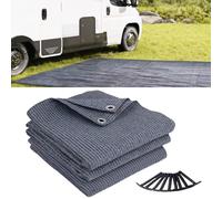 LOVE STORY Alfombra de Suelo de Camping 200x300cm, Alfombra de toldo in HDPE Material Azul/Gris,Incluye 4 Clavos en Forma de Tpara el Suelo del toldo Exteriores