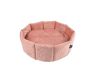 Love Story, Cesta Redonda de poliéster, D48 x 16 cm, diseño Boho Gato, Madera de Rosa