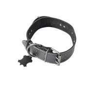 Love Story, Collar con asa Especial para Perro Grande, Piel, Talla 2XL, 70 x 5 cm, Color Negro