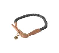 Love Story, Collar de Cuerda de algodón y Piel Regulable, Talla S 35,5 >43,5 x D2 cm, Color Gris