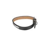 Love Story, Collar de Piel con Placa metálica, Talla XL, 60 x 2 cm, Color Negro