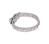 Love Story, Collar de Piel sintética con pedrería, M/35 cm, Color Gris