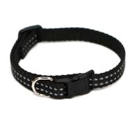 Love Story, Collar de poliéster Ajustable de 25 a 35 cm x 10 mm, Color Negro y Costuras Reflectantes