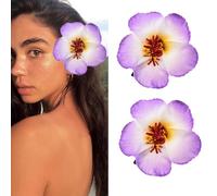 Love Sweety 2 pinzas para el pelo de plumeria hawaiana Galsang con flores para fiesta en la playa (morado)