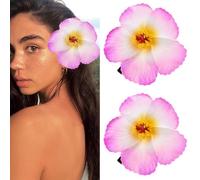 Love Sweety 2 pinzas para el pelo de plumeria hawaiana Galsang, pasadores de flores para fiesta en la playa (melocotón)
