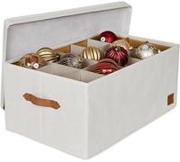 LOVE !T STORE !T 550184 Premium Caja de Almacenamiento para Bolas de Navidad, Caja para Adornos de Árbol de Navidad de Tela, 30 Compartimentos, Bandeja Completamente Extraíble, Beige, 58cm x 36cm x 25cm