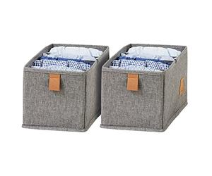 LOVE !T STORE !T Juego de 2 organizadores de cajones de, 6 compartimentos, plegables, 15 x 30 x 15 cm, color gris