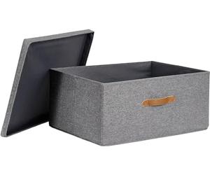 LOVE !T STORE !T Premium Caja de Almacenamiento con Tapa, Lino, Gris, 3
