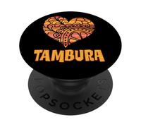 Love Tambura Naranja Mandala Corazón Indio Instrumento de Cuerda PopSockets PopGrip Adhesivo