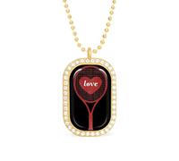 Love Tennis - Collar con colgante divertido para mujer, joyería de moda personalizada, collares de diamantes para boda, cumpleaños, oro y plata, talla única, Metal, No es una piedra preciosa