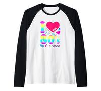 Love The 80's Heart - Disfraz Vintage de los años Ochenta, para Mujer y Hombre Camiseta Manga Raglan