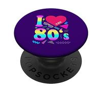 Love The 80's Heart - Disfraz Vintage de los años Ochenta, para Mujer y Hombre PopSockets PopGrip Adhesivo