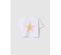 LOVE THERAPY, Camiseta Blanca Para Niña En Algodón Elástico Ajuste Boxy Con Estrella, Niña, Blanco óptico, Talla: 7-8