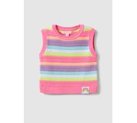 LOVE THERAPY, Camiseta Sin Mangas De Mezcla De Algodón A Rayas Multicolores Para Niñas Con Ajuste Regular, Niña, Rosa/Morado, Talla: 9-10