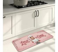 Love to Cook - Tapetes de cocina para piso, patrón de corazón de melocotón, tapetes suaves vintage, acolchados, cómodos, lavables, para fregaderos de cocina, lavandería, baño, 16 x 47 pulgadas