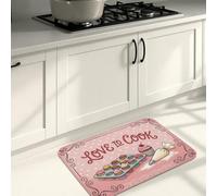 Love to Cook - Tapetes de cocina para piso, patrón de corazón de melocotón, tapetes suaves vintage, acolchados, cómodos, lavables, para fregaderos de cocina, lavandería, baño, 16 x 24 pulgadas