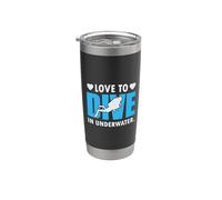 Love To Dive In Underwater Funny Scuba Diver Diving Vaso térmico de acero inoxidable de doble pared