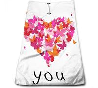 Love Toalla de Mano para baño, hogar, Cocina, Platos, Toallas, My Dear Heart Butterflies, Toalla para cocinar y Hornear, Toalla para cocinar y Hornear, Color Rosa, 27.0 x 16.0 in