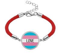 Love Transgénero LGBT - Pulsera de cuerda roja hecha a mano