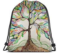 Love Tree Bolsas con cordón Mochila Bolsa Rainbow Colorful Tree Leaves Season Life Beautiful Art Big Branch Spring Series Sport Gym Saco Bolsa con cordón Bolsa de cuerda Bolsa de yoga para hombres Muj