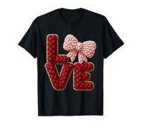 Love Trenzado Letras Rosa Lazo San Valentín Lindo ROM Camiseta