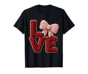 Love Trenzado Letras Rosa Lazo San Valentín Lindo ROM Camiseta
