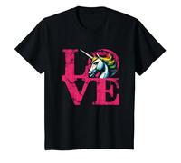 Love Unicorn - Amante de Unicornio Colorido Vintage Camiseta, Niños, Negro, 2 años