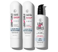 Love Ur Curls Juego de champú y acondicionador sin fragancia con crema para peinar rizos todo en uno, sistema de reparación de 3 pasos, 200 ml
