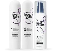 Love Ur Curls Juego de champú y acondicionador sin fragancia con crema para peinar rizos todo en uno, sistema de reparación de 3 pasos, 200 ml