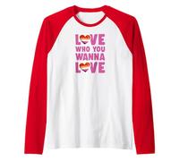 Love Who You Wanna Love, linda estética de corazón de orgullo lésbico Camiseta Manga Raglan