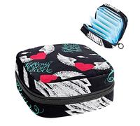 Love Wings with Follow Your Heart Period Pouch portátil, bolsa de almacenamiento de tampón para servilletas sanitarias, Varios colores, 4.7x6.6x6.6 in/12x17x17 cm