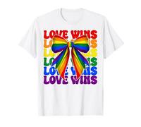 Love Wins Gay Pride, bandera arcoíris, chica LGBTQ, coqueta, lazo Camiseta