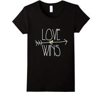 Love Wins T-Shirt Rainbow Heart Arrow Pride Gay Gift Black XL