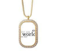 Love World's Best Dad Festival - Collar con colgante de diamantes de cristal dorado