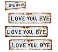 LOVE YOU, BYE - Letrero De Pared Metal Vintage, 16.0 X 4.0 In, Decoración Pared, Placa Colgante Estilo Granja, Pasillo, Entrada, Puerta, Arte Inauguración La Casa, Regalos Para Expresar Calidez(3pcs)