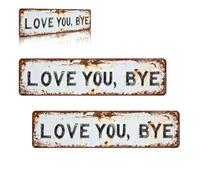 LOVE YOU, BYE - Letrero De Pared Metal Vintage, 16.0 X 4.0 In, Decoración Pared, Placa Colgante Estilo Granja, Pasillo, Entrada, Puerta, Arte Inauguración La Casa, Regalos Para Expresar Calidez(2pcs)