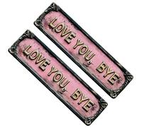 Love You Bye Sign - Romantic Farewell Wall Accent for Entryway | Metal Iron with Vintage Finish, Large Hanging Display Decoration, Front Door Hallway for Apartment Farmhouse Interior Art