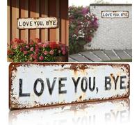 Love You Bye Vintage Metal Wall Sign, Hallway Entryway Door Signs Decor, Farmhouse Style Hanging Plaque for Homes,Kitchen,Bar,Cafe,Garage and Valentine's Day