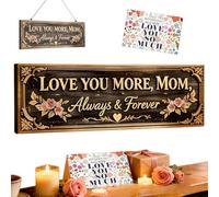 Love You More, Mom - Always & Forever Door Hanging,Vintage Floral Quotes Wall Art for Home Decor,Rustic Farmhouse Door Sign Plaque for Mother's Day Birthday Gift (S)