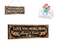 Love You More, Mom - Always & Forever For Colgar En La Puerta, Placa De Metal Floral Vintage, Regalo Sincero For El Día De La Madre, For La Puerta De Entrada, Porche, Dormitorio(7.9*2.95in)