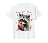 Love You More Raccoon Holding a Heart Womens Cute Valentine Camiseta