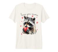Love You More Raccoon Holding a Heart Womens Cute Valentine Camiseta Premium