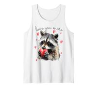 Love You More Raccoon Holding a Heart Womens Cute Valentine Camiseta sin Mangas