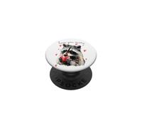 Love You More Raccoon Holding a Heart Womens Cute Valentine PopSockets PopGrip Adhesivo